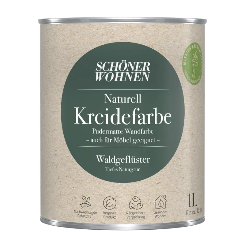 1L Schöner Wohnen Naturell Kreidefarbe Waldgeflüster,Tiefes Naturgrün Ausverkauf