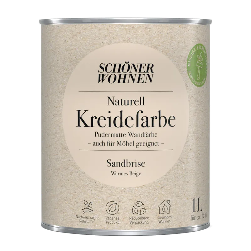 1L Schöner Wohnen Naturell Kreidefarbe Sandbrise, Warmes Beige Solange Der Vorrat Reicht
