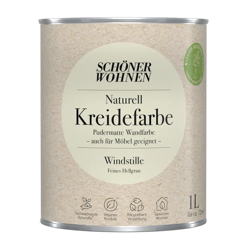 1L Schöner Wohnen Naturell Kreidefarbe Windstille, Feines Hellgrau Top-Angebot