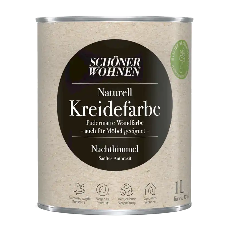1L Schöner Wohnen Naturell Kreidefarbe Nachthimmel, Sanftes Anthrazit Solange Der Vorrat Reicht