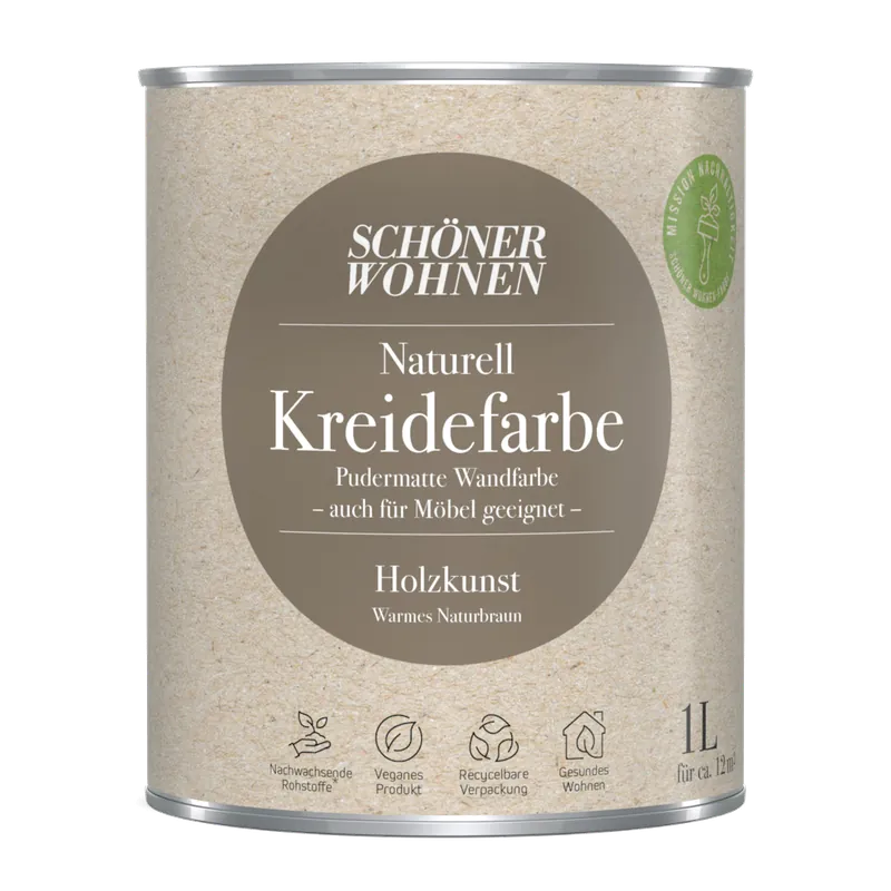 1L Schöner Wohnen Naturell Kreidefarbe Holzkunst, Warmes Naturbraun Begrenztes Angebot