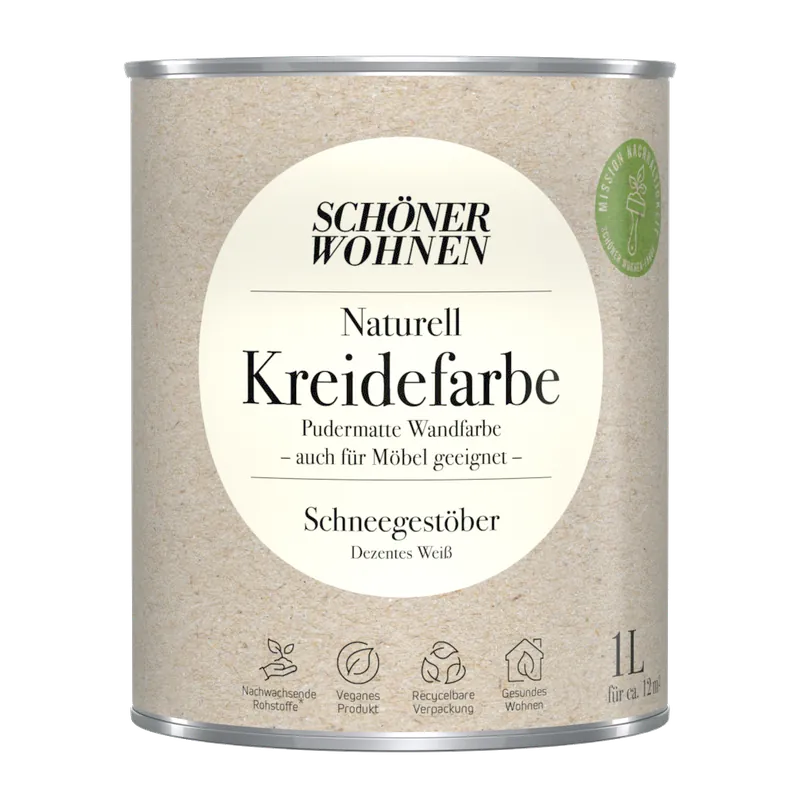 1L Schöner Wohnen Naturell Kreidefarbe Schneegestöber, Dezentes Weiß Nur Für Kurze Zeit