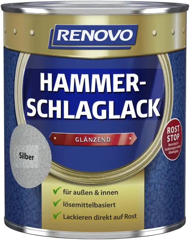250ml Renovo Hammerschlaglack glänzend silber Günstig