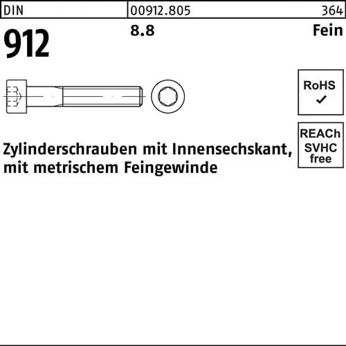 Zylinderschraube DIN 912 Innen-6kt M16x1,5x 50 8.8 50 Stück Zertifiziert