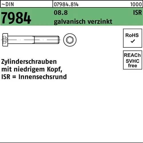 Neue Ware Zylinderschraube DIN 7984 ISR M5x10-T25 8.8 galv.verz. 500St.