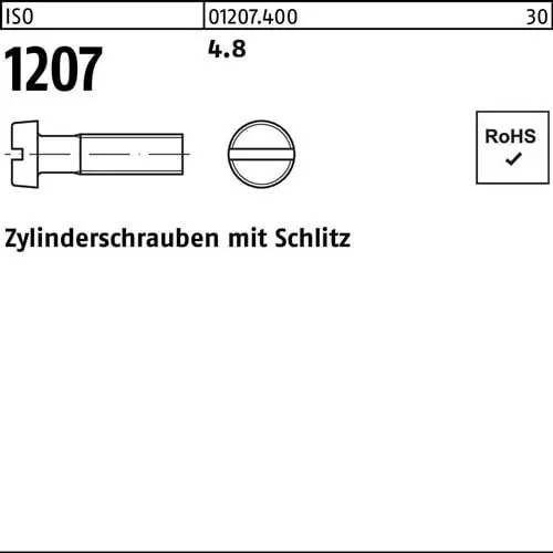 Zylinderschraube ISO 1207 Schlitz M5x 70 4.8 200 Stück Neue Ware