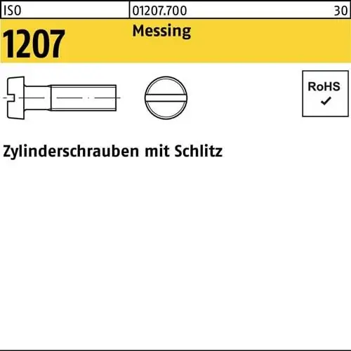 Zylinderschraube ISO 1207 Schlitz M4x 25 Messing 1000 Stück Begrenztes Angebot