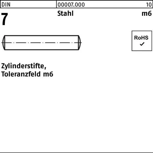 Zylinderstift DIN 7 14 m6x 60 Stahl 25 Stück Rabatt